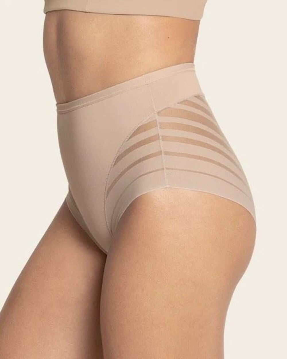 Leonisa Stripe Undetectable Lace Classic Shaper Panty Beige Medium